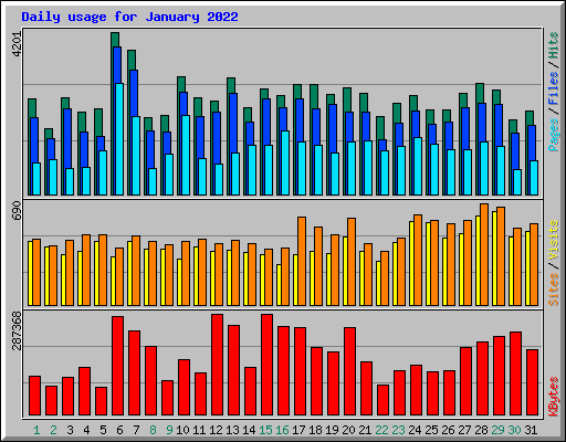 Daily usage for January 2022