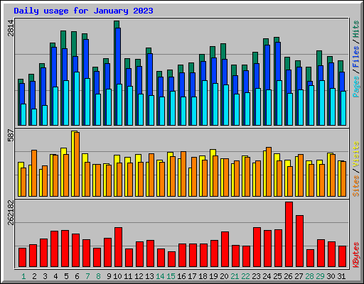 Daily usage for January 2023
