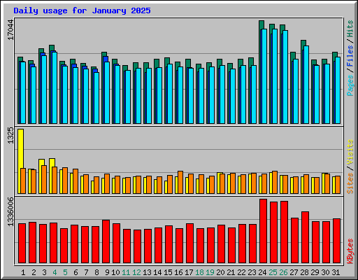 Daily usage for January 2025