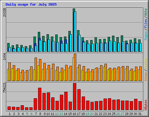 Daily usage for July 2025